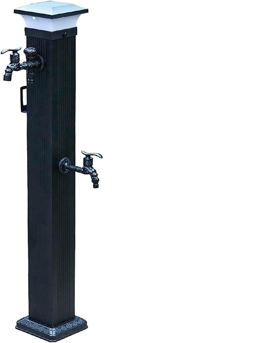 HGOuhK Water Tap Fountain Hydrant Solar LED Water Column with Outdoor Faucet，31in Freestanding Spigot，Freeze-Proof Hose Stand Garden Fountain Hydrant