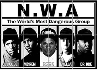 Doppelganger33 LTD Nwa Rap Group Dr Dre Ice Cube Easy E Home Decor Wall Art Multi Panel Poster Print 47x33 inches