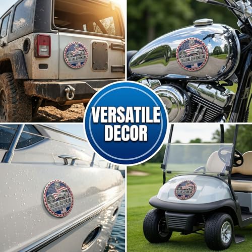 Image of 2 pcs Car Emblem 4 x 4 Metal Automotive Badge 3D Metal Car Badges Emblems Round Emblem Decals Car Badge Decals Stickers Compatible with Vehicles Trucks SUV RV Decorations (Free Land)