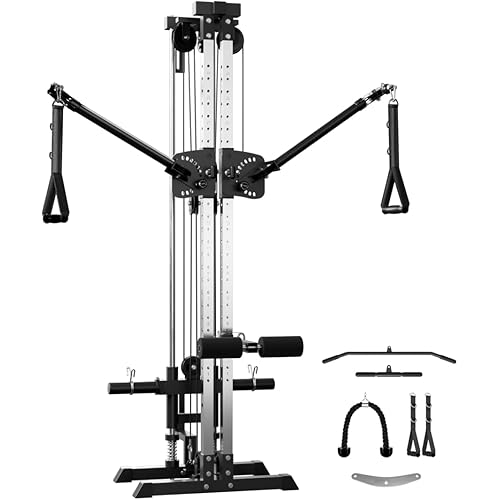 GMWD Cable Machine Home Gym, Wall Mount Functional Trainer with Dual Swivel Arms and 22 Adjustable Positions, All-in-One Cable Crossover Machine for Home Gym