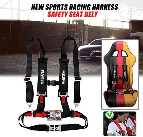 Miniatura 2 de RASTP Juego de arnés de seguridad de 4 puntos con almohadillas de hombro ultra cómodas y resistentes, (paquete de 1) (negro)