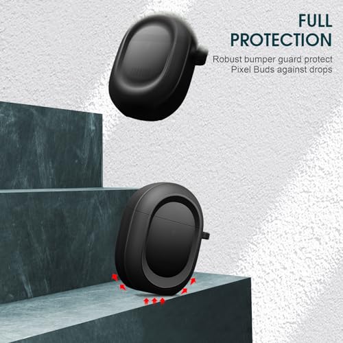 CaseBot Case Cover for Google Pixel Buds Pro 2 (2024) / Google Pixel Buds Pro (2022), Rugged Shield Protective Skin [Front LED Visible], Black by CaseBot - Image 3