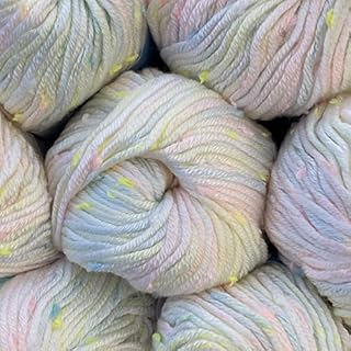 Tweed Twinkles Soft Hypoallergenic Baby Yarn for Knitting Crocheting, 8 skeins, 696 yards/400 Grams, Light Worsted, DK #3 (Creamy White)