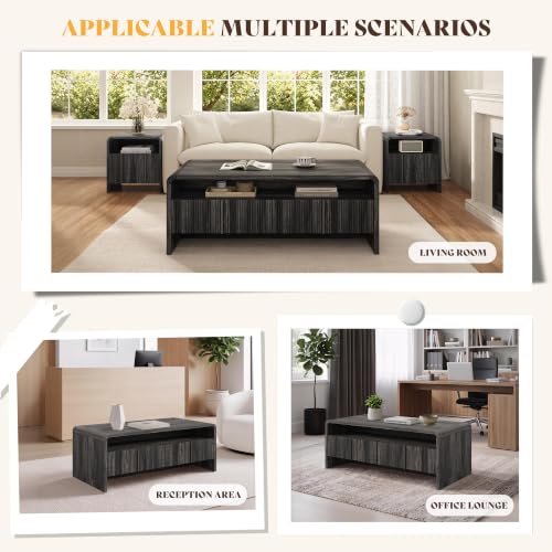 Image of AMERLIFE Fluted Coffee Table with Storage & Rounded Edges