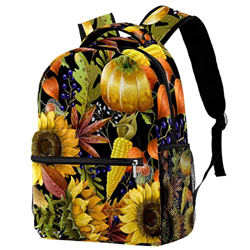Mochila universitaria de girasoles y calabazas para portátil escolar