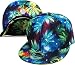 KNW-1469ALL-MG BLK Leaf Galaxy Print Brim Snapback Hat Cap