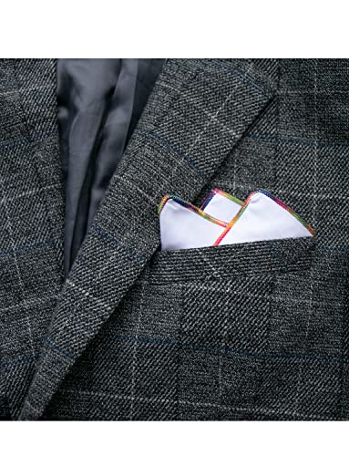 Image of 3-Pk Mens Cotton White Pocket Square with Color Border(10 Colors)