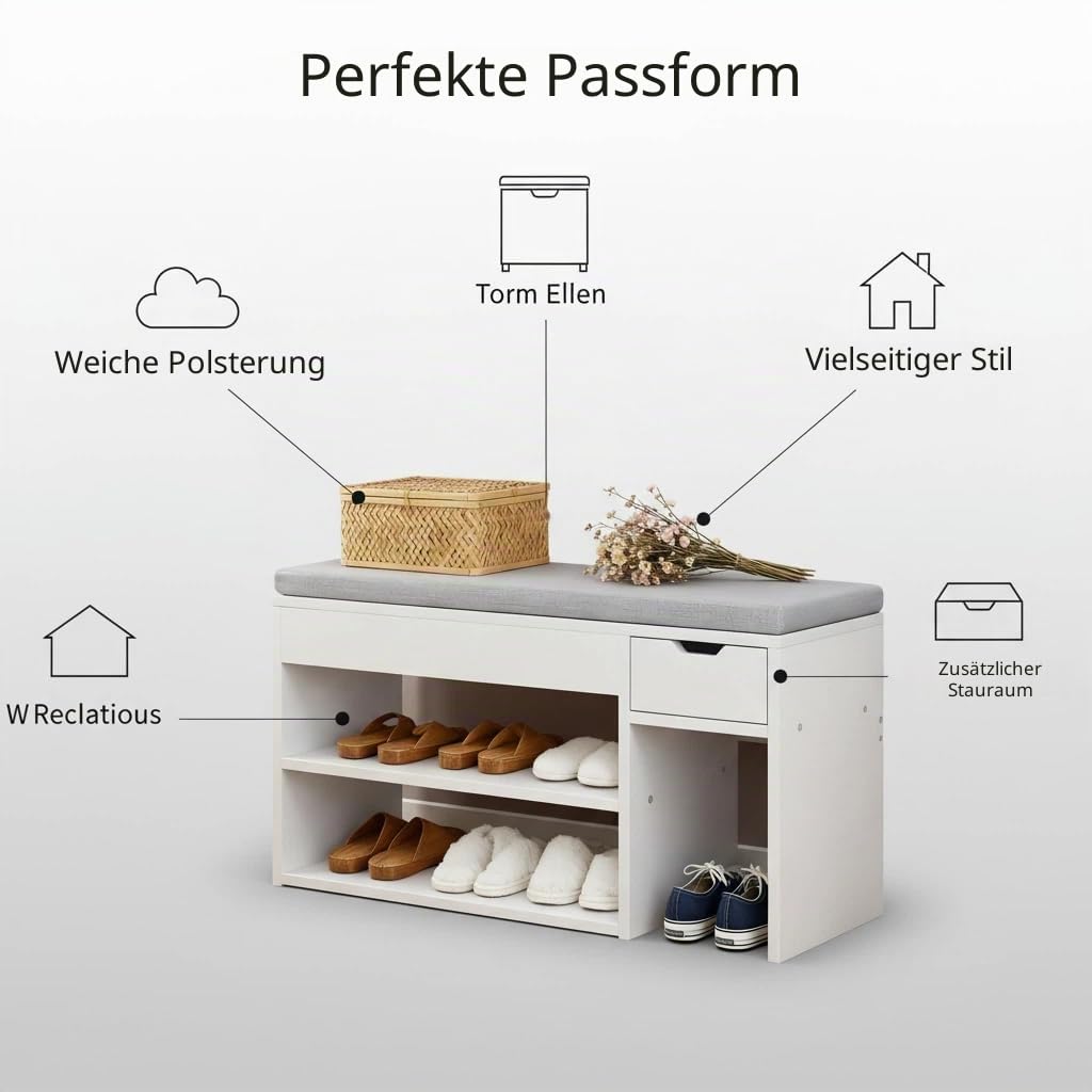 Schuhbank Schuhschrank mit Sitzbank Schuhtruhe Sitzkommode Sitzbank mit Stauraum Schuhregal mit Sitzfläche Bequeme Sitzbank mit Stauraum für Ihren Flur