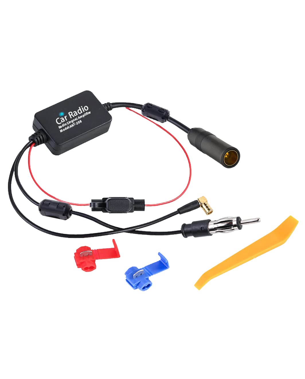 NewTH Amplificateur D'antenne DAB Plus - Récepteur De Signal 12 V - Amplificateur De Signal SMB Vers DIN FM - Autoradio Numérique DAB - Adaptateur