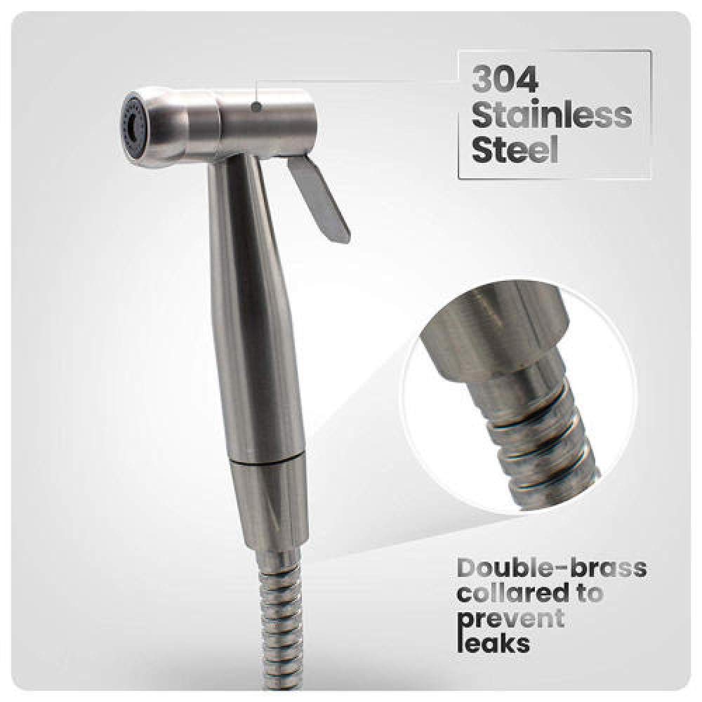 Compatible con higiene personal, limpieza de inodoros, paño de baño for mascotas, fregona for pañales, piscina, boquilla de refuerzo de acero inoxidable, juego de pistola rociadora for inodoro, montad