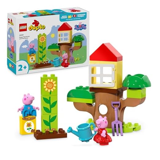 LEGO DUPLO Peppa Pig Garden and Tree House Toy for 2+ Year Old Toddlers, Girls & Boys - Fine Motor Skills Toys with 2 Figures, Flower Bricks and Accessories - 10431