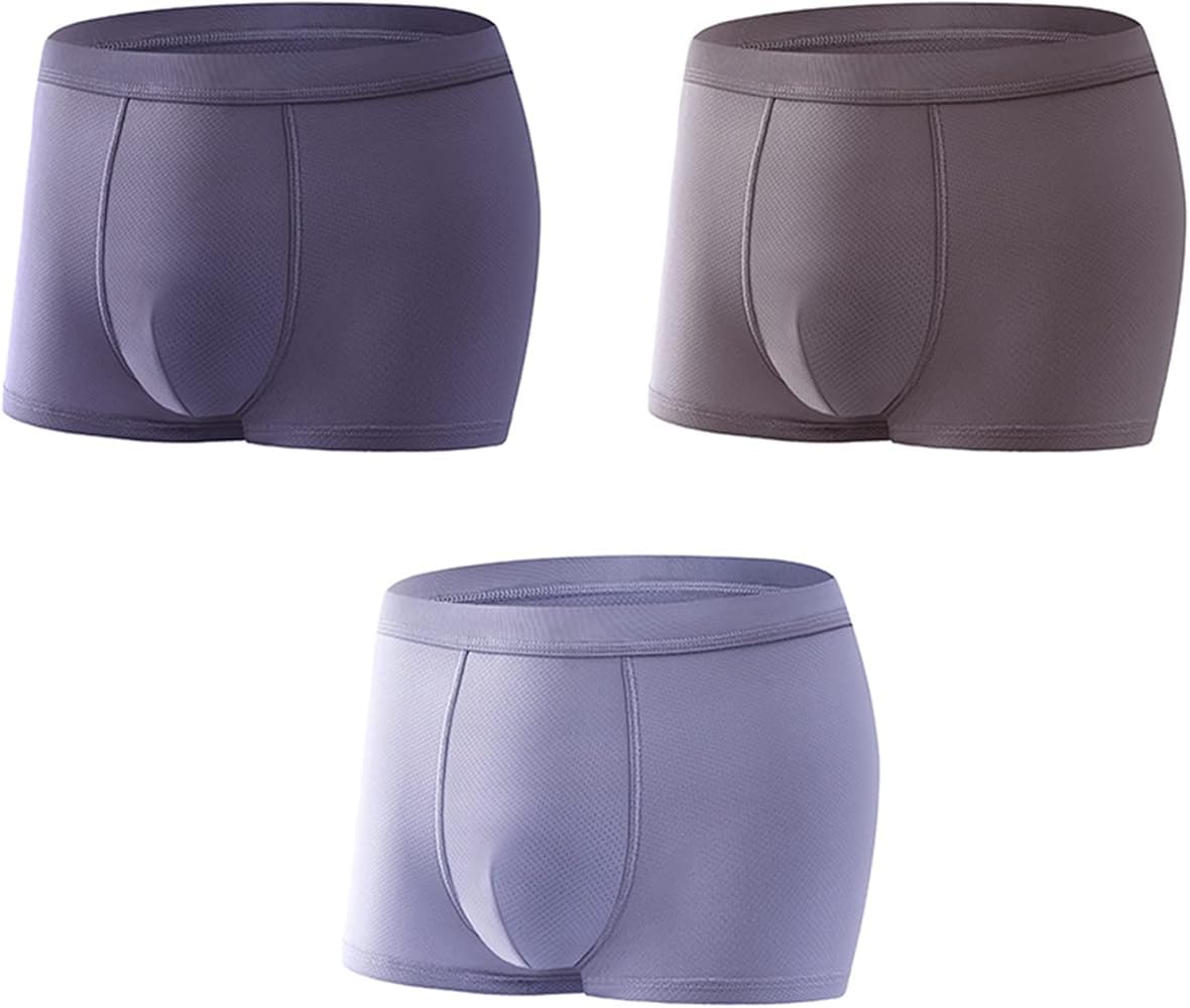 Imported Material Ice Ultra Silk Briefs Men Boxer Brief | Men Extra-Thin Ice Silk Elastic Briefs Multicolor (Pack of 3)-image-47