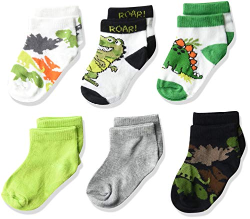 Cherokee Baby Boys 6 Pack Shorty Socks, Black Green Multi, 6-18 Months