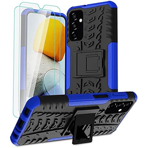 Iokmax Case for Samsung Galaxy M23 5G with Screen Protector, Military Grade Shockproof,Heavy Duty Robust Bumper Case with Kickstand for Samsung M23 5G Case,Blue Cover