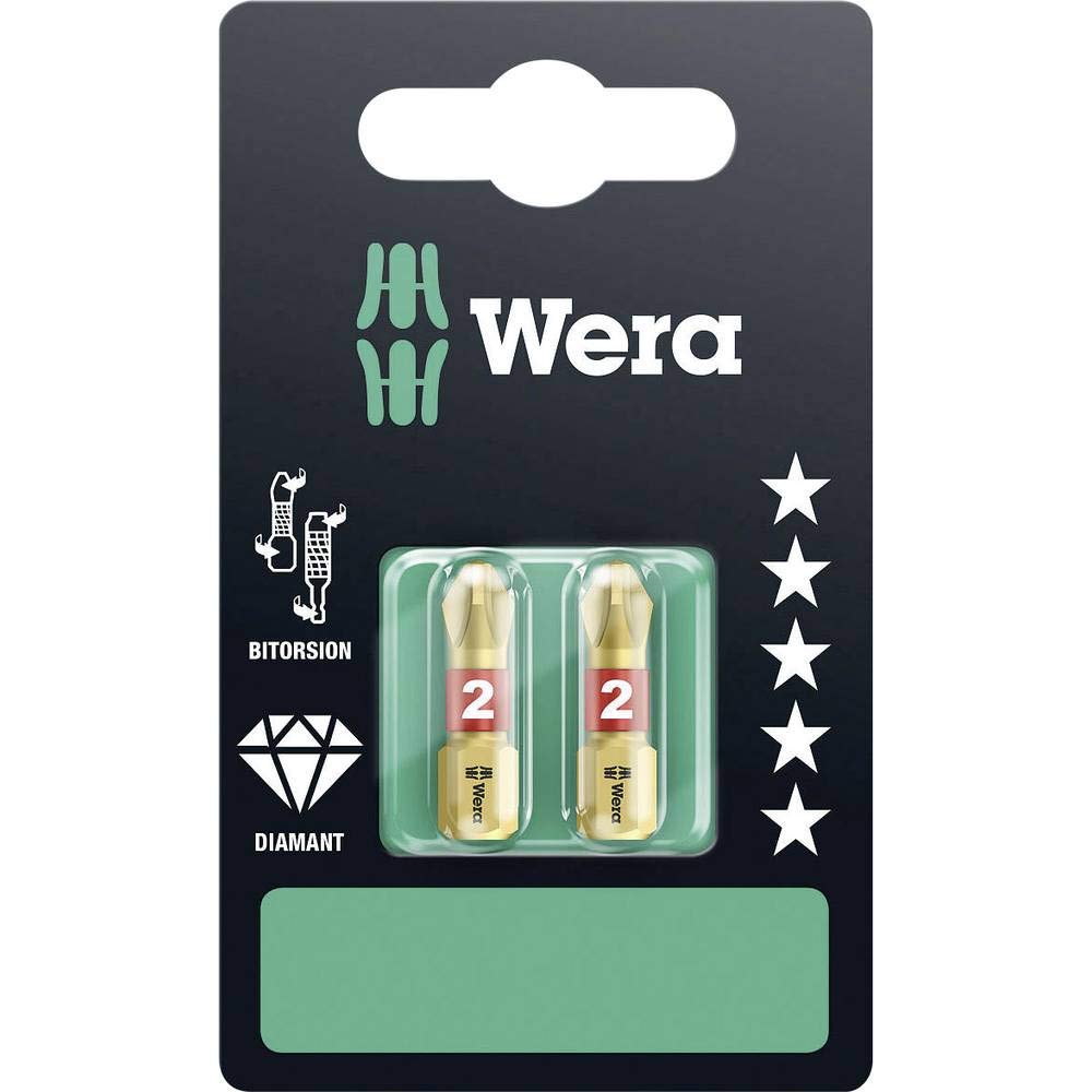 Wera Insert Bit - Carded Pack Of Phillips Tip Ph 25Mm Size 2