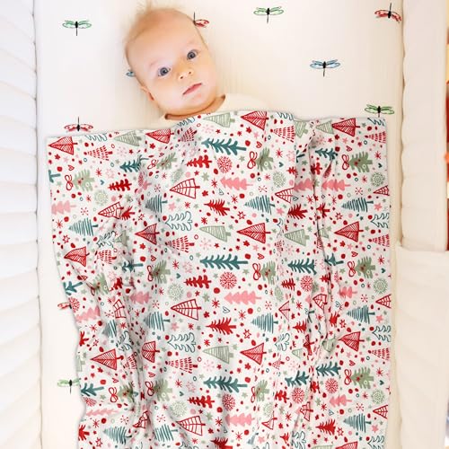 Image of Baby Mink Blanket Red Cartoon Christmas