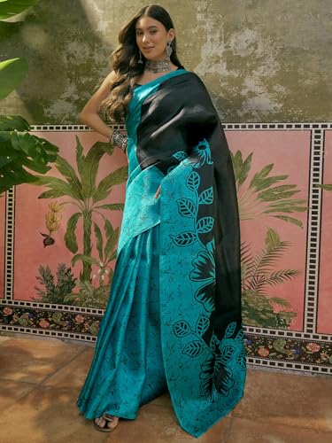 Image of SIRIL Women's Cotton Printed Saree With Unstitched Blouse Piece