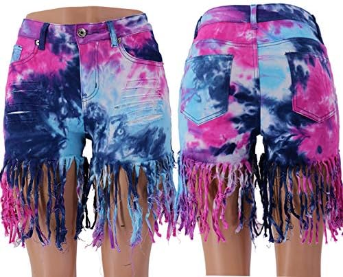 Weigou Women Denim Shorts High Waisted Tassels Summer Stretchy Frayed Raw Hem Short Jeans Clubwear Jeans Short - Image 4