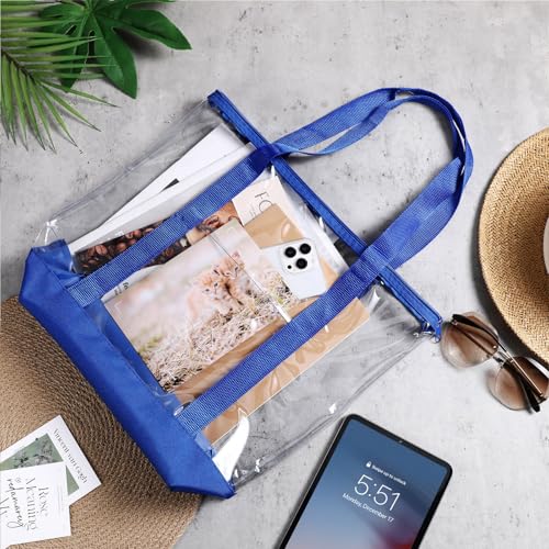 Image of Silkfly Clear Tote Bags Bulk, PVC Shoulder Handbag, Security Approved See Through Bag with Zipper Closure for Work