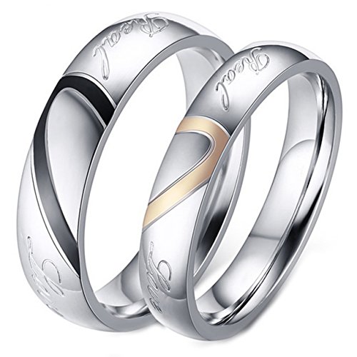 LineAve His or Her Couple Real Love Matching Heart Ring Womens Wedding Band Size 8, 1z5024s08