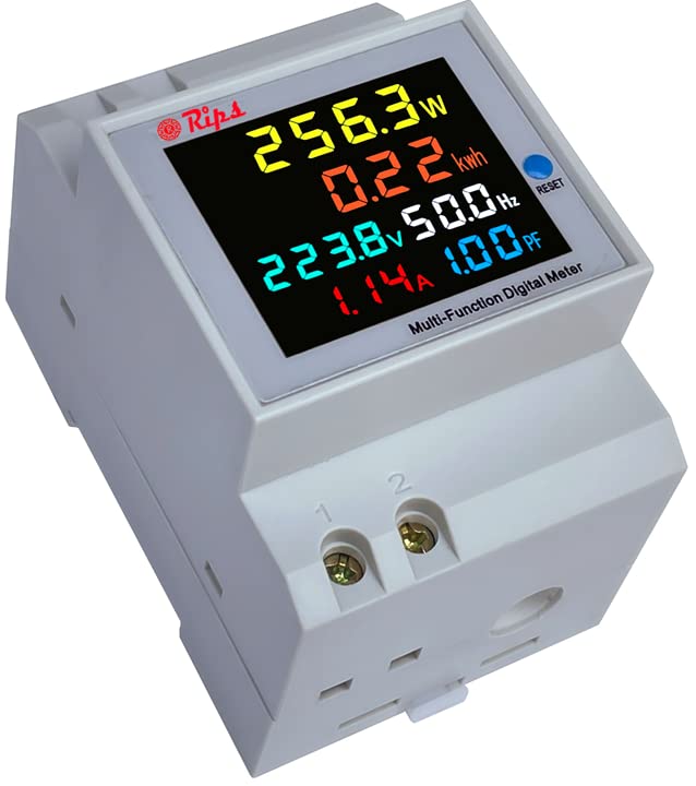 Rips Technology™ [RIPS Riya] : AC Energy Meter 6 in 1 with Multi-Colour Digital Display 12V-300V /100A (AC Energy Meter -Din Rail) (B09BVWYNWD) Amazon Price History, Amazon Price Tracker