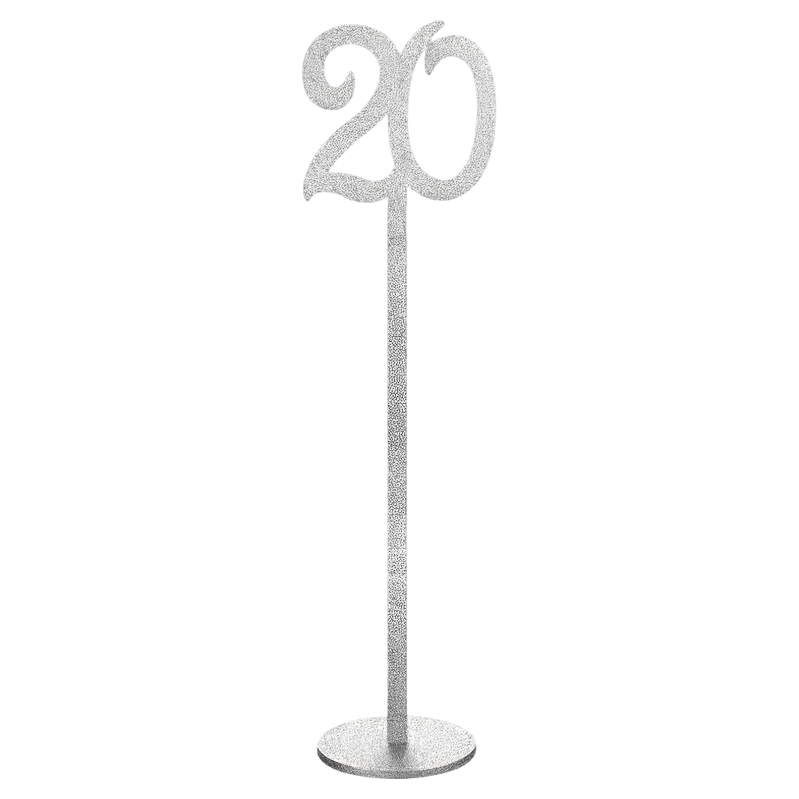 Números de mesa para boda del 1 al 20 plateados de 35 cm con base de soporte 7