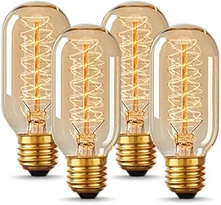 Edison Bulbs, DORESshop Vintage Edison Light Bulbs 40 Watt, Incandescent Light Bulbs, T45, 110-130 Volts, E26/E27 Base Dimmable Decorative Antique Filament Light Bulbs, Amber Glass, Warm White, 4 Pack