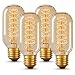 T45 Vintage Edison Light Bulb, DORESshop Antique Tubular Style Incandescent Bulb, Warm White, Amber Glass, 110-130 Volts, E26 Medium Base Lamp for Home Light Fixtures Decorative, 4 Pack