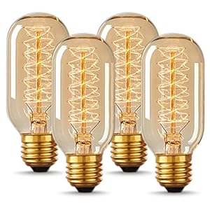 DORESshop Edison Bulbs Vintage Edison Light Bulbs 40 Watt T45 110 130 Volts E26E27 Base Incandescent Dimmable Decorative Antique Filament Light Bulbs Amber Glass Warm White 4 Pack