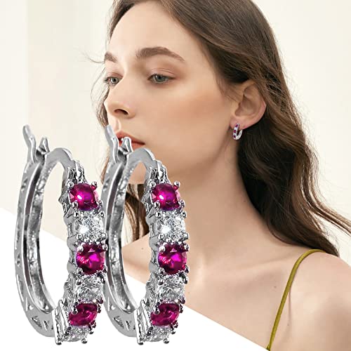 Sales Today Clearance 925 Sterling Silver Earrings For Women Valentines Day Gifts For Her Clearance+Sales Today Deals Prime Hoop Earrings Colorful Earrings Birthday Wedding For Her Him Father Mother2