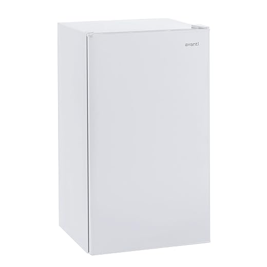 Avanti Mini Fridge Compact Refrigerator for Home Office or Dorm with Reversible Recessed Door, Adjustable Door Bins and Glass Shelves with Adjustable Temperature Control, 3.2-Cu.Ft., White