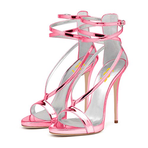 Fsj women sexy strappy sandals for wedding open toe metallic high…