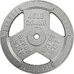 HulkFit 1 inch or 2 inch Cast Iron Weight Plate Set with Multi-Grip Handles and Enamel Coated for Barbells & Strength Training - Grey