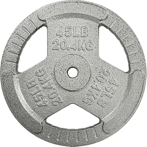 HulkFit 1 inch or 2 inch Cast Iron Weight Plate Set with Multi-Grip Handles and Enamel Coated for Barbells & Strength Training – Grey