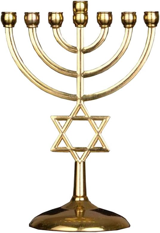 Hebrew lampstand Menorah for Home furnishings Office Desktop Decoration European Style Crafts Jewish Symbol Menorah Golden(12 cm18 cm8 cm)