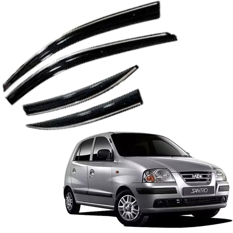 Image of CAR SAAZ Chrome Line Door Visor for Santro Xing Type 2(2008-2015)(Set of 4Pcs) | Window Rain Guard | Wind Deflector