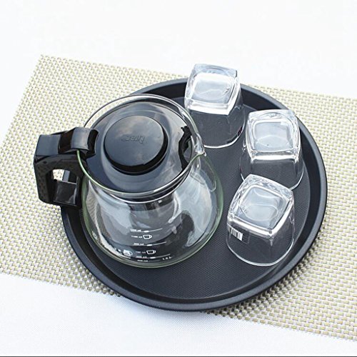 Rutschfeste, Tablett, Tablett mit Tee, Wasser Schale, schwarz, Kunststoff, rund