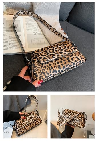 Leopard Print Shoulder Bag Cheetah Print Hobo Handbag Women Leather Vintage Clutch Handbag Purse4