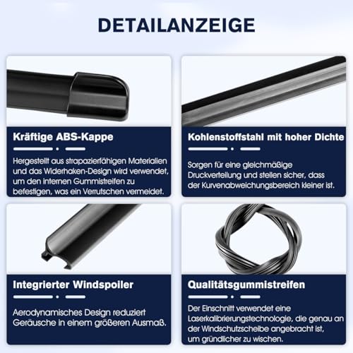 GEARMONSTER Scheibenwischer Wischerblätter Vorne + Hinten Satz Autoscheibenwischer Heckscheibenwischer Wischerblätter-Set für VW LUPO 1998-2003 (3er Set: 525mm/475mm/300mm）