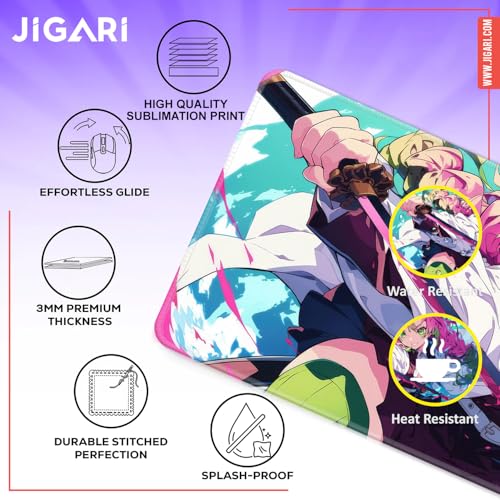 Image of Anime Theme Printed XL Extended Stich Edge Mousead | Smooth Surface Gaming Mousepad with Anti-Slip Rubber Base | 3mm Thick - 11 x 23 Inch (Mitsuri (P107))
