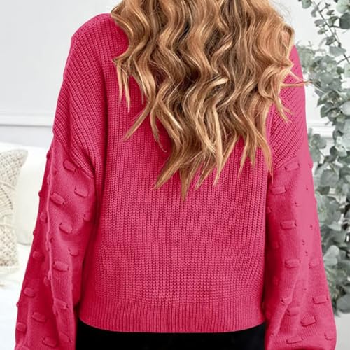 Girl's Lantern Sleeve Sweater, Round Neck Three-Dimensional Decoration, Autumn and Winter Casual Versatile top3