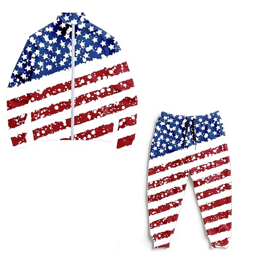 Image of Kids Two-Piece Classic Zippered Sports Jacket Set Sweatpants Jogging Teenager Sportswear Set