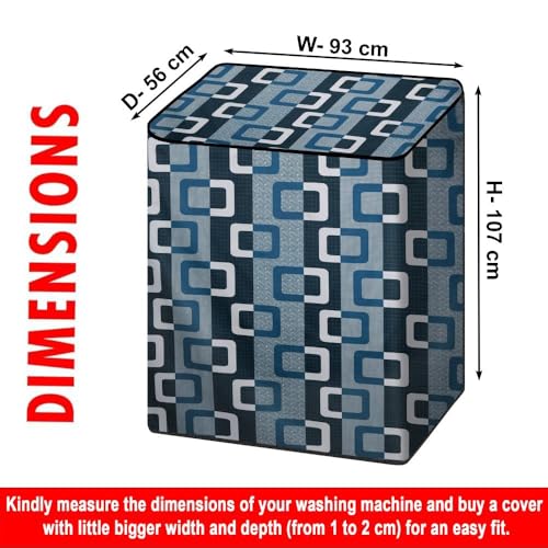 Image of The Furnishing Tree Semi-Automatic Top Load Washing Machine Cover | Waterproof & Dustproof | Easy to Clean | Durable & Washable, Modern Square Geometric Print Polyester (56x93x107 CM)