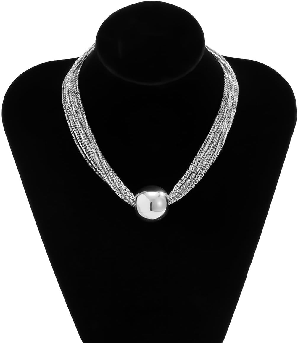 Chunky Choker Necklace Chunky Gold Choker Necklace Geometric Sphere Necklace Gold Thick Statement Necklace for Women - Image 4