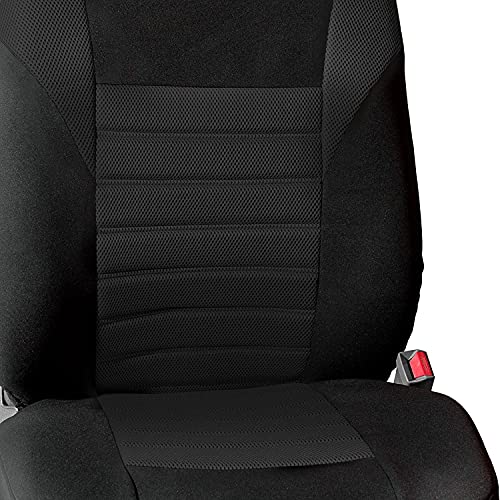 Fh Group Car Seat Covers Full Set Black 3D Air Mesh - Universal Fit, Automotive , Low Back Seat Cover, Airbag Compatible, Split Bench Rear Seat, Washable For Suv, Sedan #TOP6