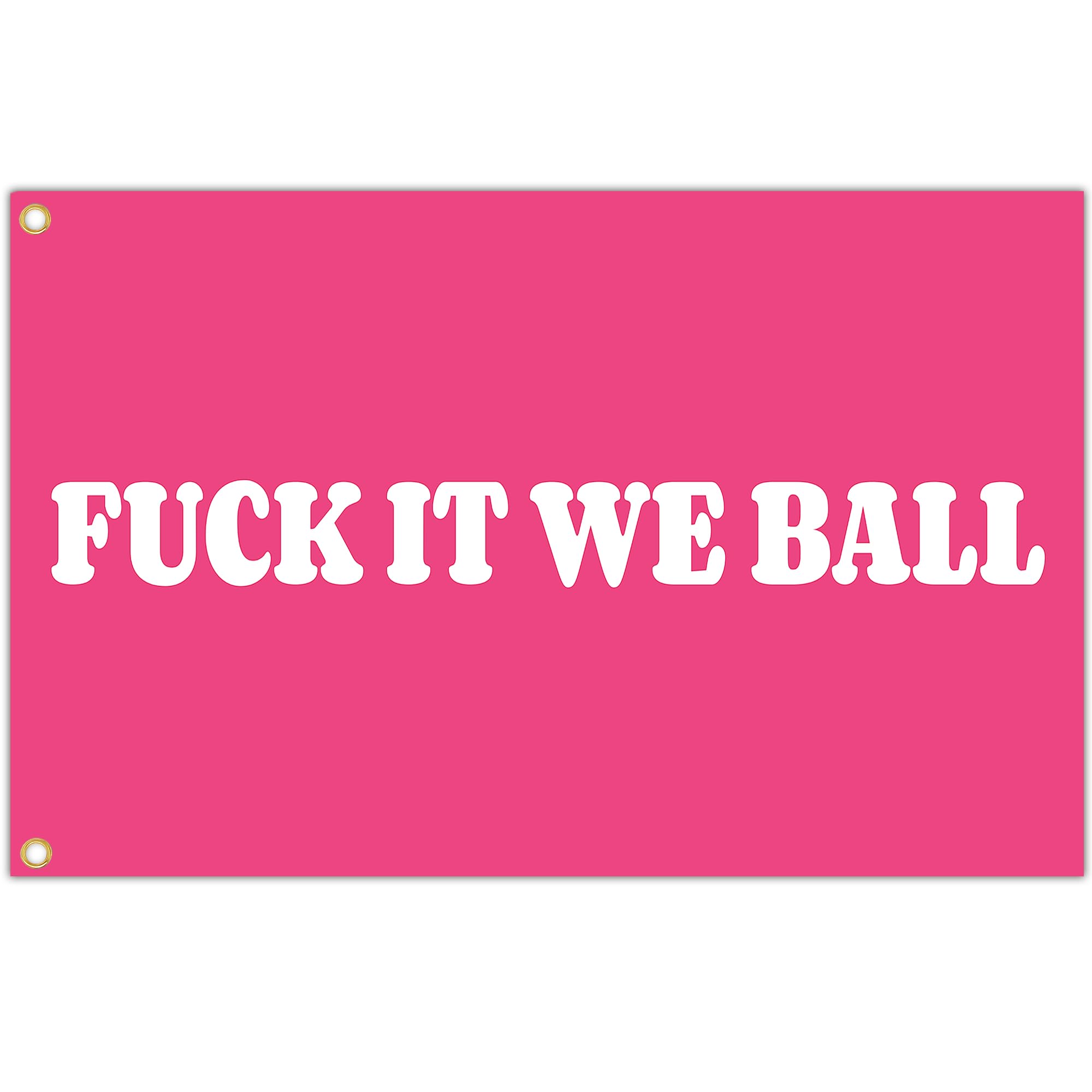 NASIAN Fuck It We Ball Flag Pink 3x5 Ft Funny College Dorm Flags for Teen Girls Room Guys Cool Flags Tapestry for Bedroom Dorm Room Wall Decorations