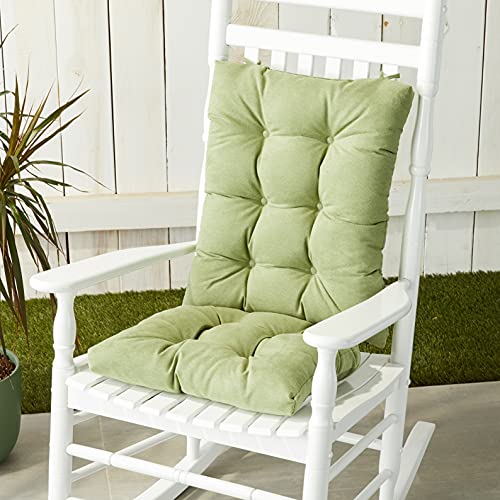 Klear Vu Omega Non-Slip Rocking Chair Cushion Set With Thick Padding And Tufted Design, Includes Seat Pad & Back Pillow With Ties For Living Room Rocker, 17X17 Inches, 2 Piece, Grass #TOP6