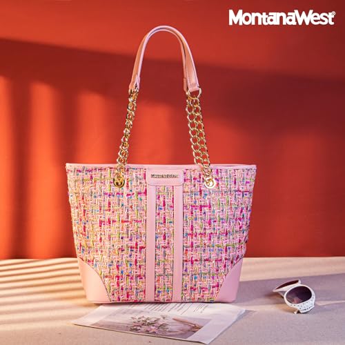 Image of Montana West MEDIUM Tote Bag for Women Quilted Chain Handbags Shoulder Purse