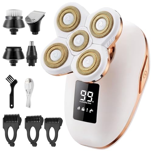 Electric Razors for Women, 5 in 1 Lady Shavers, Electric Shaver for Women, Wet/Dry Bikini Trimmer, Rechargeable Facial Hair Removal, Painless Shaver Razor for Arms Legs Armpit Pubic Area (Gold) - image 1