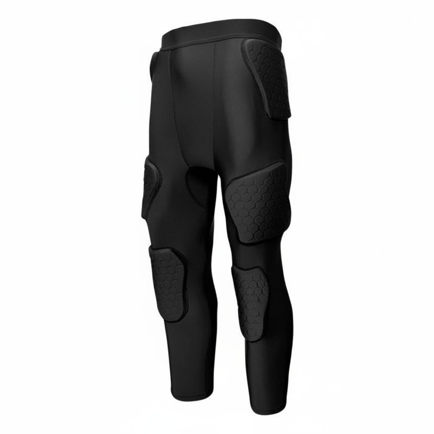 Bnf Padded Goalkeeper Pants Anti-Collision Padded Training Leggings Shock Absorption Safety Cycling Tights for Goalkeepers, Football Players, Rugby, Black Black Line, L-picture-11